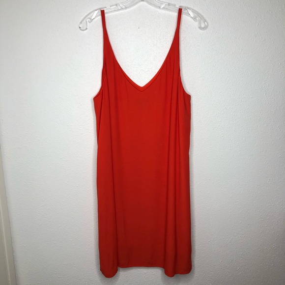 TopShop Red/ Orange V-neck Slip Dress Size 12 - Picture 4 of 6